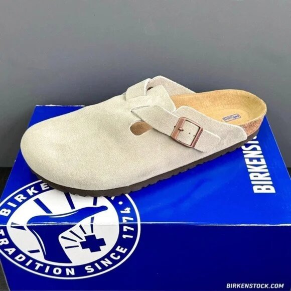 Birkenstock Boston taupe suede mule clogs - Picture 5 of 8
